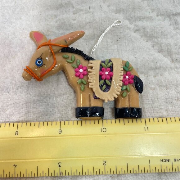 Handcrafted Mexican Folk Art Ornaments Set Of 3 - Donkey Fish & Star Design With - Picture 9 of 11